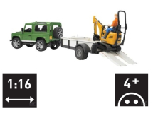 U02593 Bruder Land Rover with Trailer and Digger