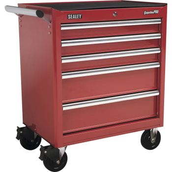 Rollcab 5 Drawer with Ball Bearings-Red