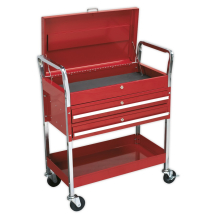 Trolley 2-Level Heavy-Duty with Lockable Top & 2 Drawers