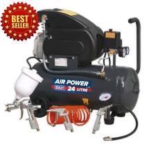 SAC2420EPK Direct Drive Compressor 24ltr c/w Air Kit