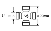 VTE5002 Universal joint 34 x 90mm VTE5002 Universal joint 34 x 90mm