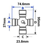 VTE5017 Universal joint 27mm x 74.6mm - 23.8mm x 95mm Wide Angle